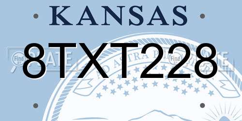 8TXT228 Kansas License Plate