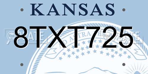 8TXT725 Kansas License Plate
