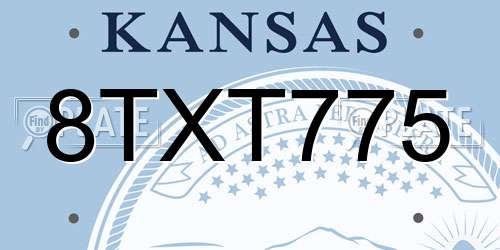 8TXT775 Kansas License Plate