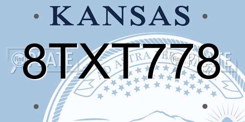 8TXT778 Kansas License Plate