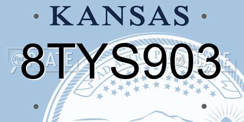 8TYS903 Kansas License Plate