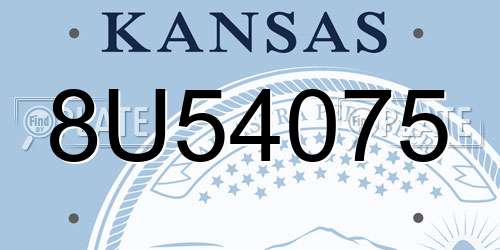 8U54075 Kansas License Plate