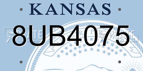 8UB4075 Kansas License Plate