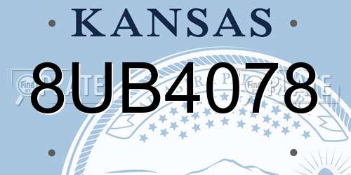 8UB4078 Kansas License Plate