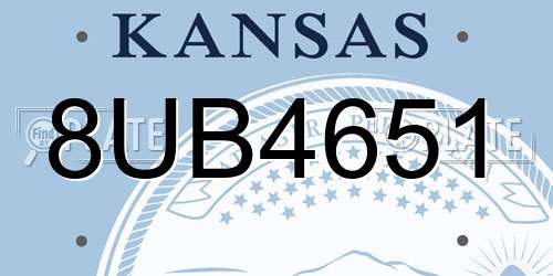8UB4651 Kansas License Plate
