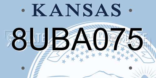 8UBA075 Kansas License Plate