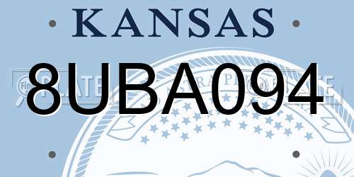 8UBA094 Kansas License Plate