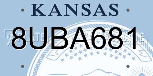 8UBA681 Kansas License Plate