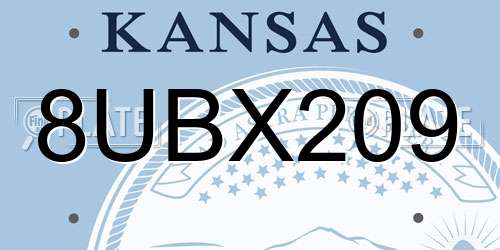 8UBX209 Kansas License Plate