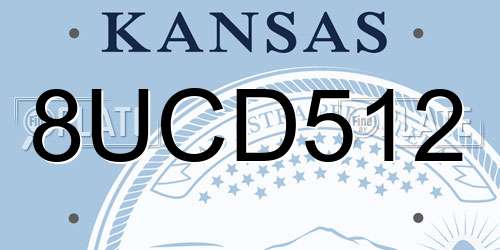 8UCD512 Kansas License Plate