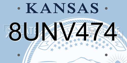 8UNV474 Kansas License Plate