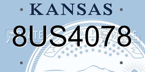 8US4078 Kansas License Plate