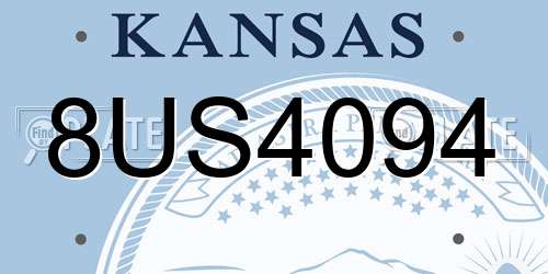8US4094 Kansas License Plate