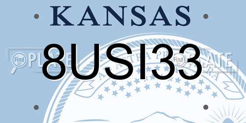 8USI33 Kansas License Plate