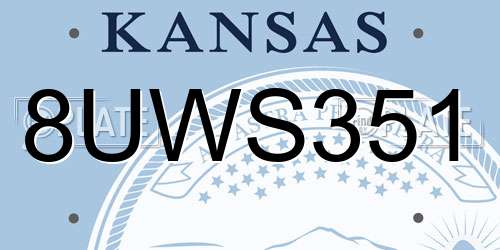 8UWS351 Kansas License Plate