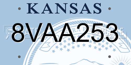8VAA253 Kansas License Plate
