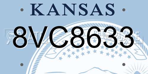 8VC8633 Kansas License Plate