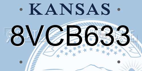 8VCB633 Kansas License Plate