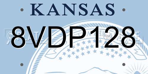 8VDP128 Kansas License Plate
