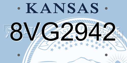 8VG2942 Kansas License Plate