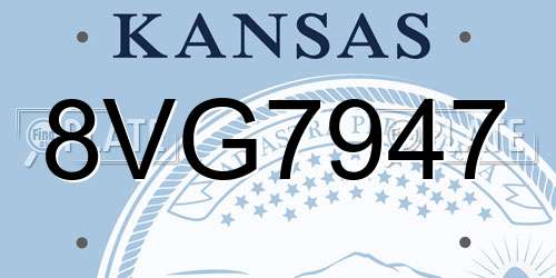 8VG7947 Kansas License Plate