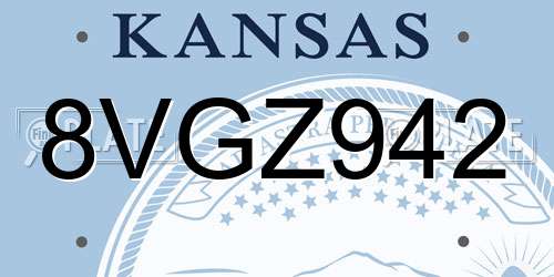 8VGZ942 Kansas License Plate