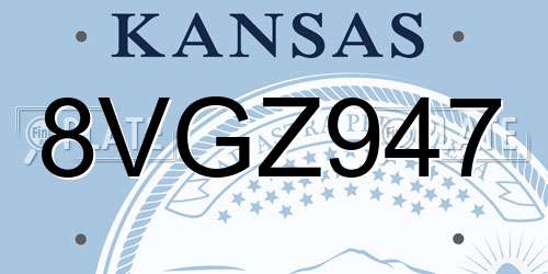8VGZ947 Kansas License Plate