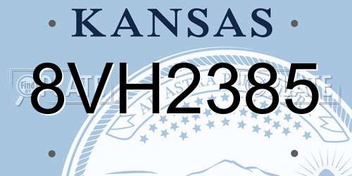 8VH2385 Kansas License Plate