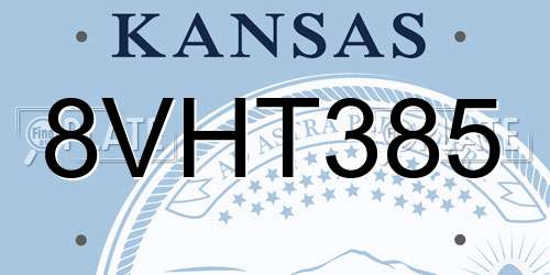 8VHT385 Kansas License Plate