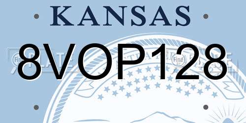 8VOP128 Kansas License Plate
