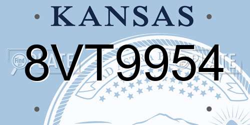 8VT9954 Kansas License Plate