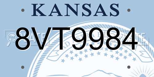 8VT9984 Kansas License Plate