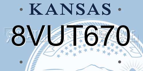 8VUT670 Kansas License Plate