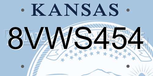 8VWS454 Kansas License Plate