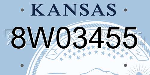 8W03455 Kansas License Plate