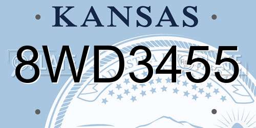 8WD3455 Kansas License Plate