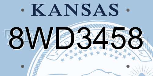 8WD3458 Kansas License Plate