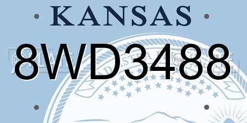 8WD3488 Kansas License Plate