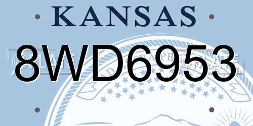 8WD6953 Kansas License Plate