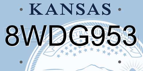 8WDG953 Kansas License Plate