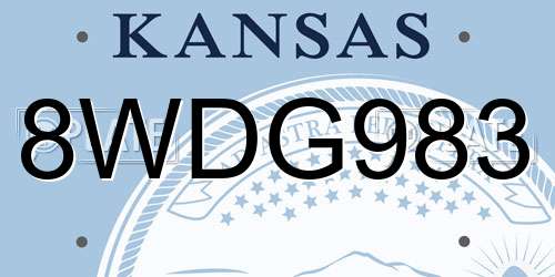 8WDG983 Kansas License Plate