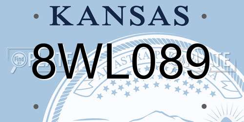 8WL089 Kansas License Plate