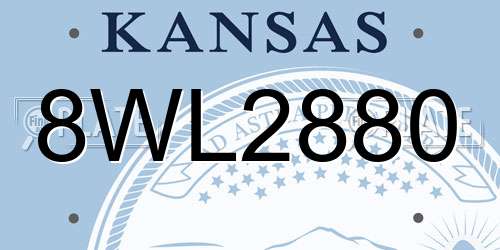 8WL2880 Kansas License Plate
