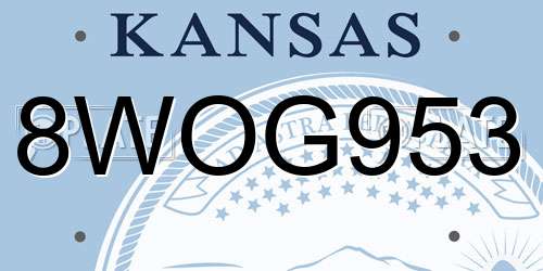 8WOG953 Kansas License Plate