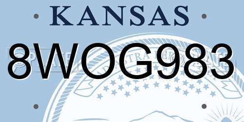 8WOG983 Kansas License Plate