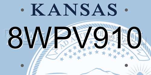 8WPV910 Kansas License Plate