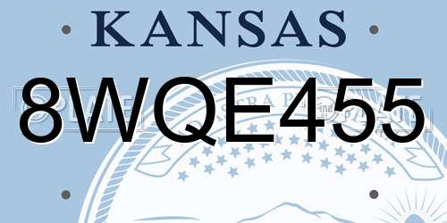 8WQE455 Kansas License Plate