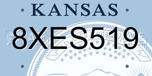 8XES519 Kansas License Plate