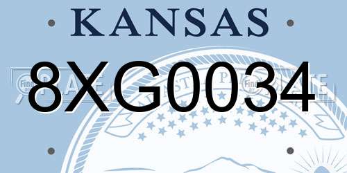 8XG0034 Kansas License Plate