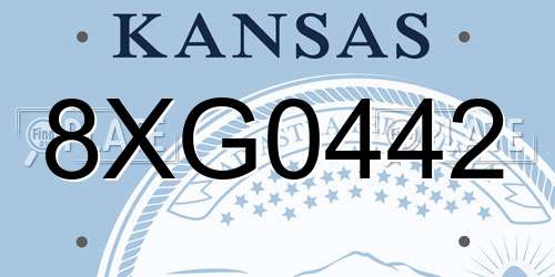 8XG0442 Kansas License Plate